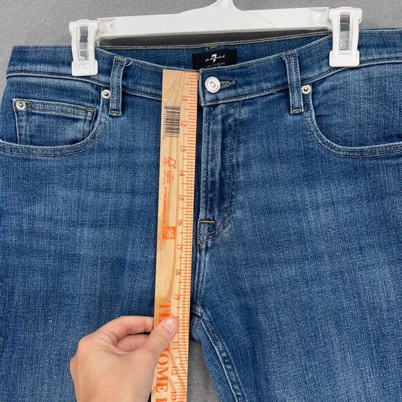7 for All Mankind Jeans Mens 34 Blue Stacked Skinny Mid Rise Stretch Denim 34x26 - Picture 6 of 16